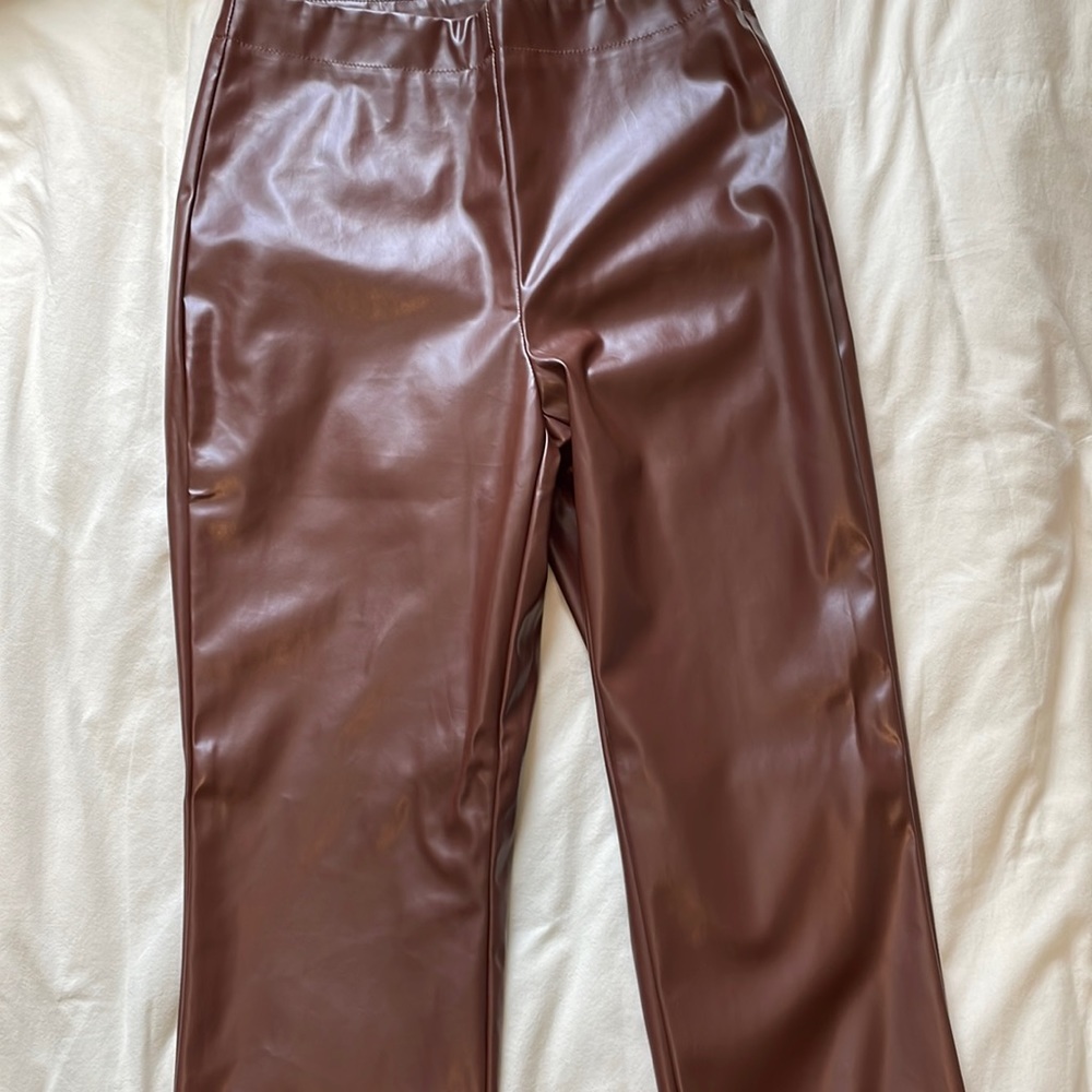 Brown leather pants, never worn, great condition.